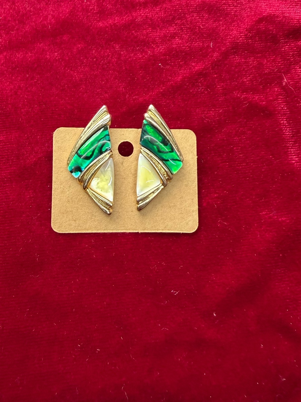 Vintage Gold tone Abalone and Mother of pearl’s Earrings